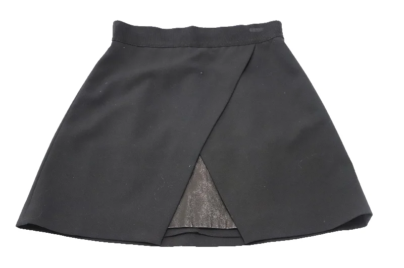 Alice + Olivia Ericka Overlap Mini Skirt in Black Polyester