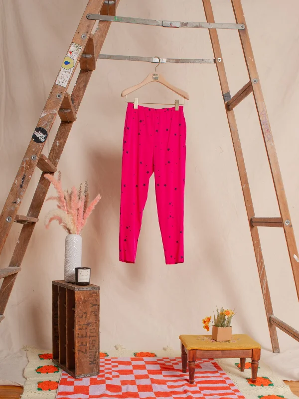 Fuchsia Star Silk Pants-Sample