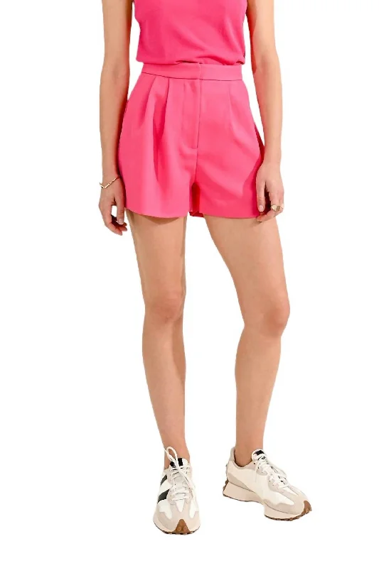 High-Waisted Shorts With Darts In Hot Pink