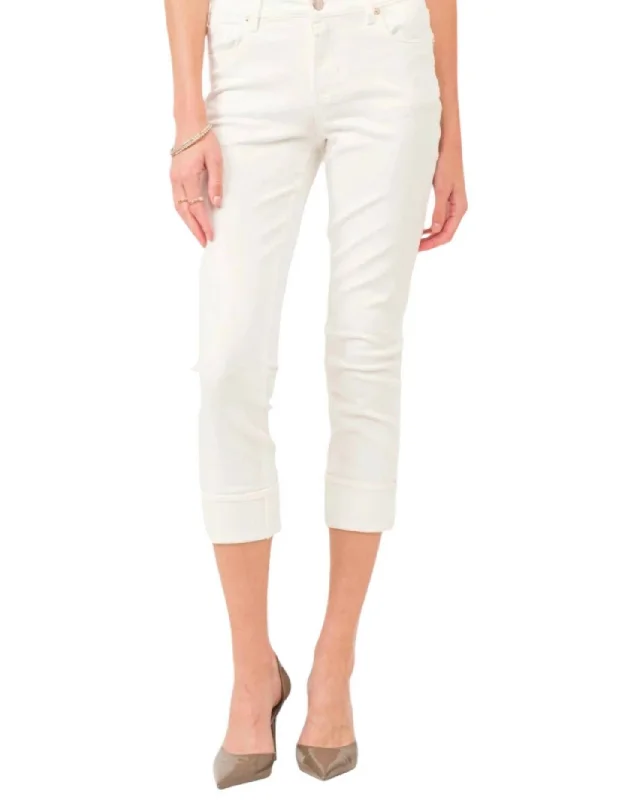 Blaire Cuffed Slim Straight Jeans In White