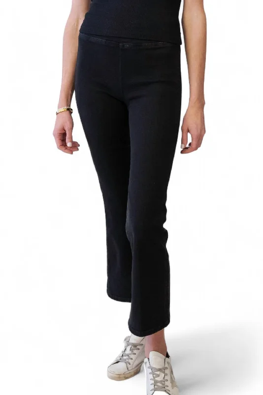 Jet Set Crop Mini Boot Pant In Sheen Noir