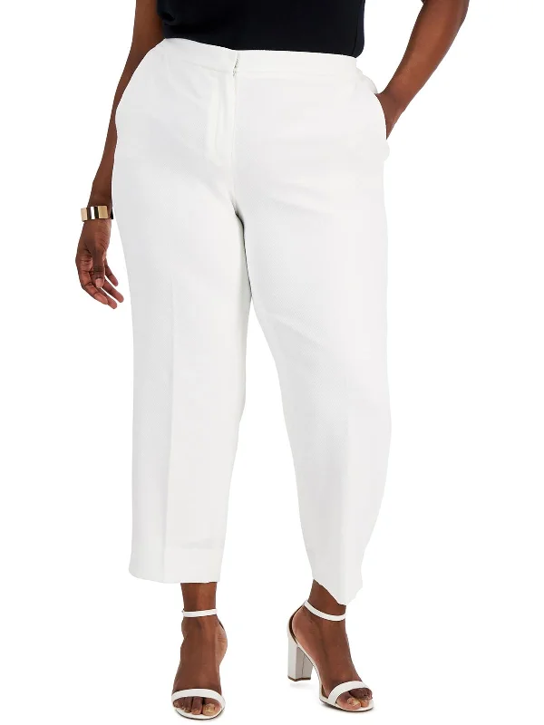 Plus Womens Pique Ankle Trouser Pants