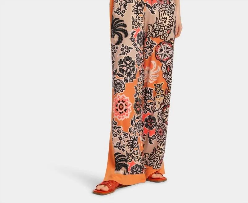 Wedi Print Palazzo Pants Ourika Gardens Theme In Bright Ochre Color 447