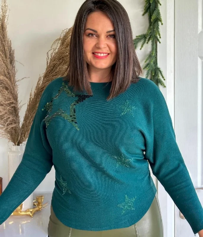 Green Embellished Star Jumper