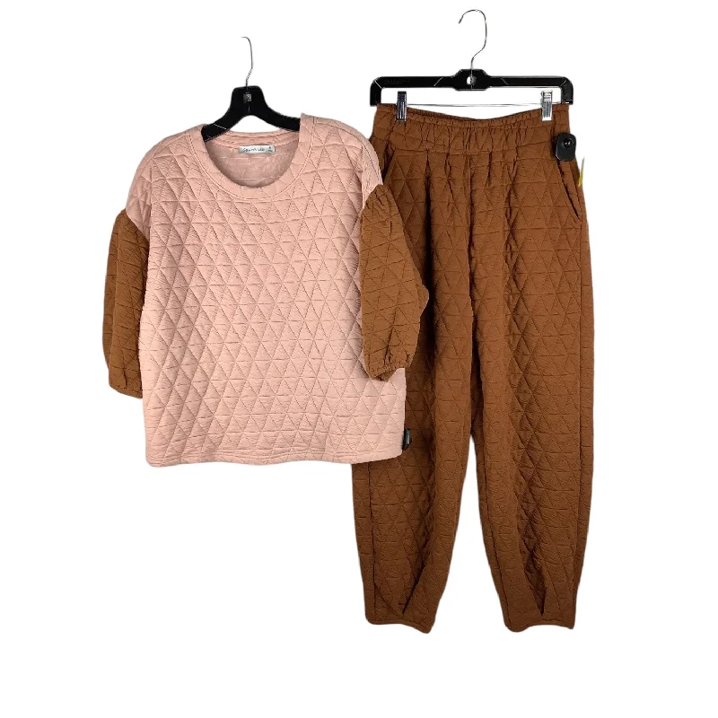 Pants Set 2pc By Clothes Mentor In Brown & Pink, Size: M