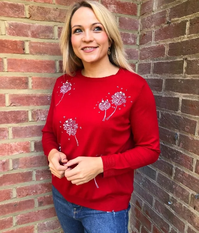 Red Diamante Dandelion Jumper