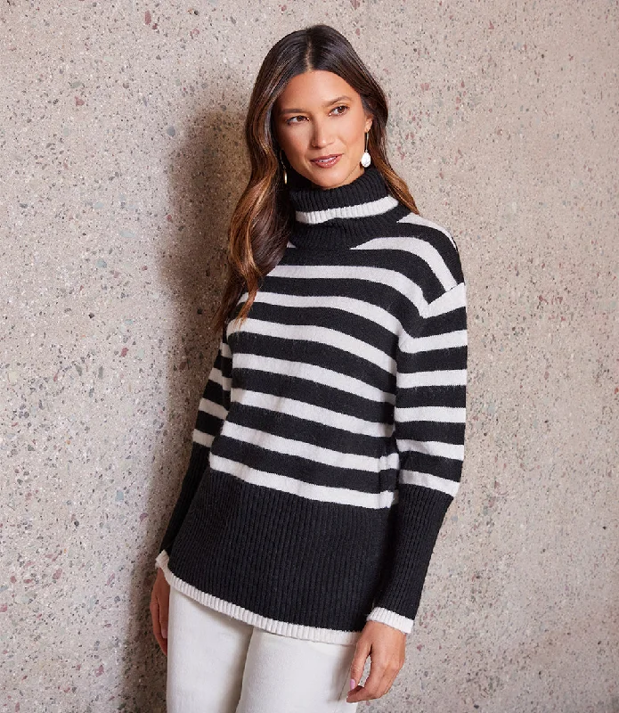 Stripe Turtleneck Sweater