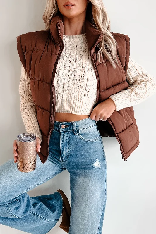 A Call From Fall Puffer Vest (Chocolate)