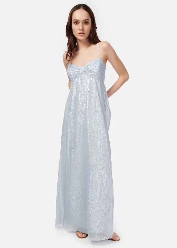 Marceline Metallic Chiffon Dress Bluebell