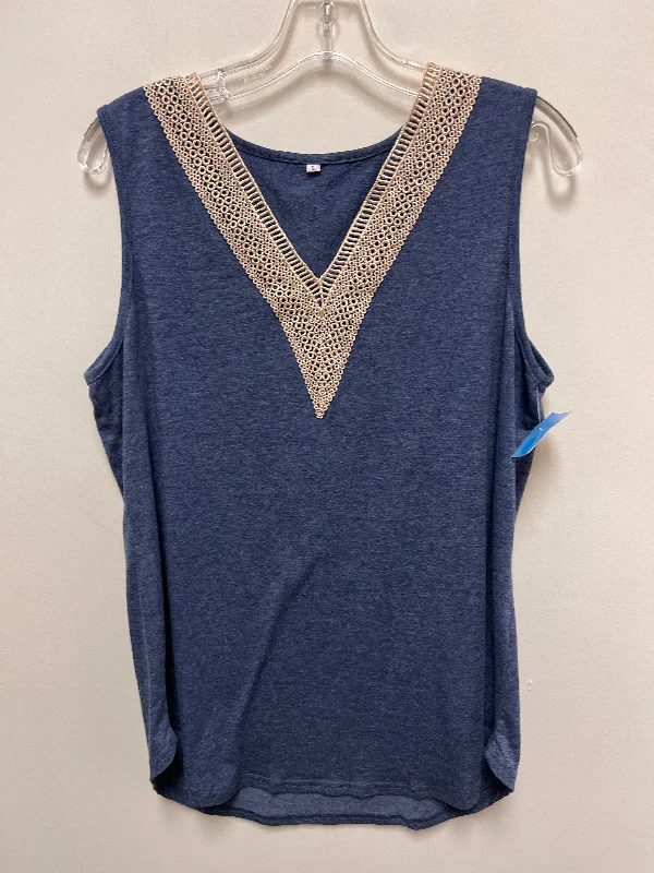 Top Sleeveless By Clothes Mentor In Navy, Size: L