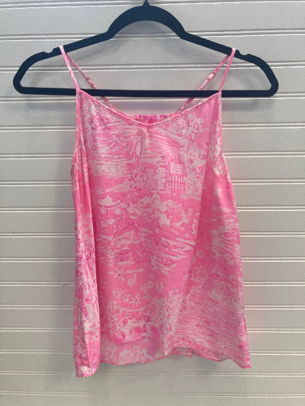 Top Sleeveless Designer By Lilly Pulitzer In Pink & White, Size: S