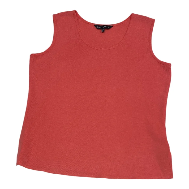 Top Sleeveless Designer By Ming Wang In Coral, Size: L