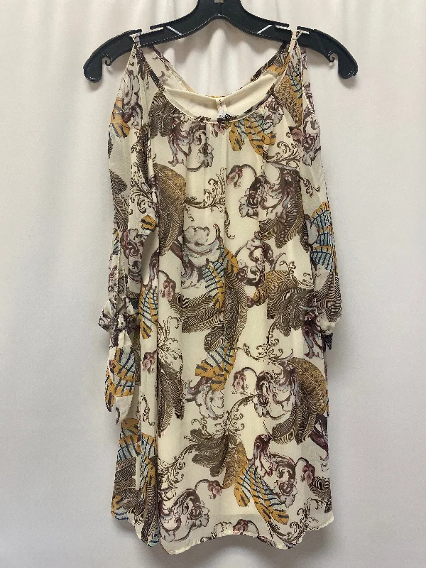 Cream Dress Casual Midi Clothes Mentor, Size S