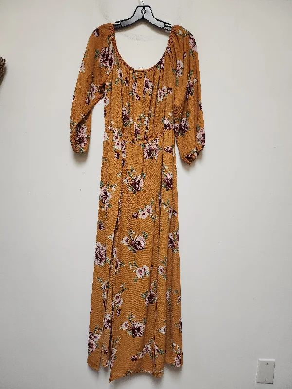 Floral Print Dress Casual Maxi Clothes Mentor, Size L