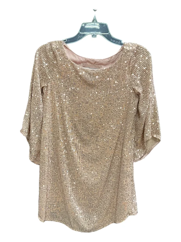 Gold Dress Party Midi Anthropologie, Size Xxs