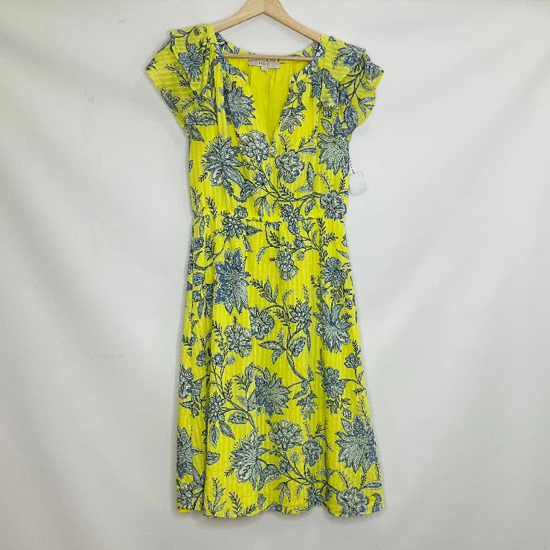 Yellow Dress Casual Midi Loft, Size Xs