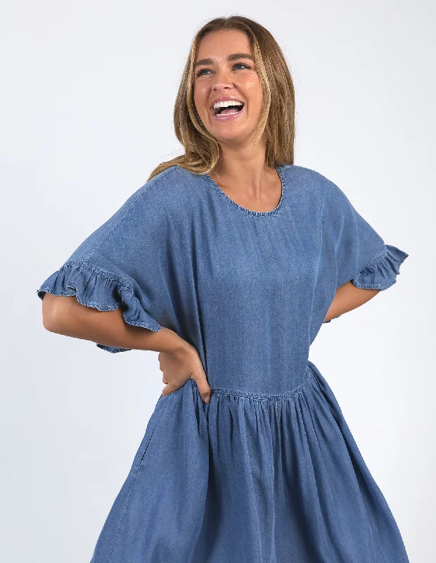 Charlie Chambray Dress Blue Wash