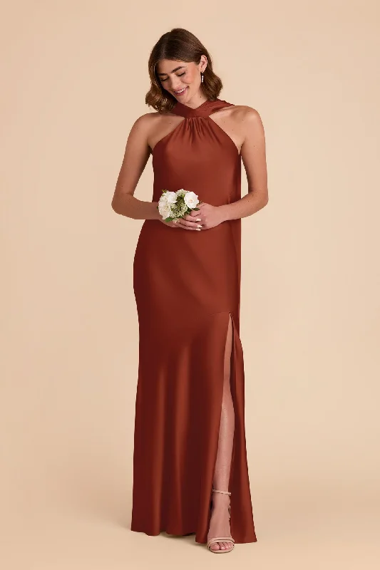 Eileen Matte Satin Dress - Auburn