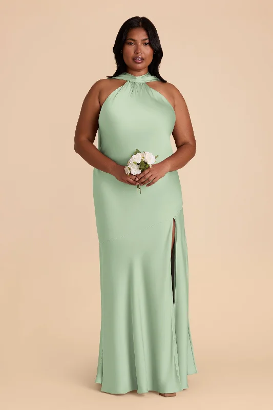 Eileen Matte Satin Dress - Pistachio