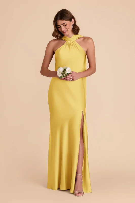 Eileen Matte Satin Dress - Sunflower Yellow