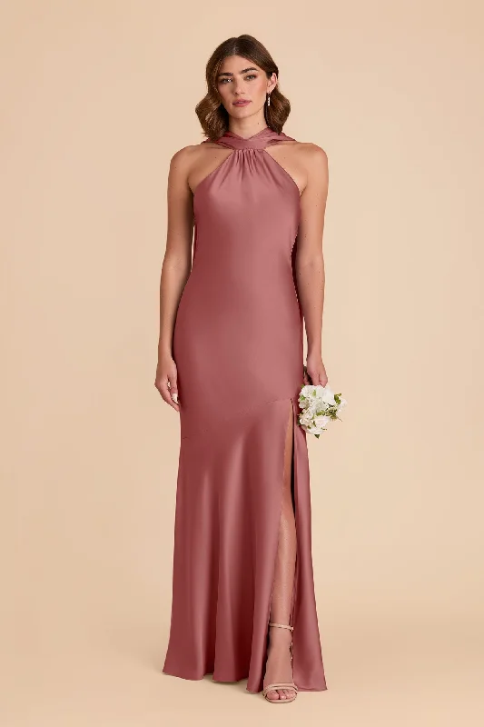 Eileen Matte Satin Dress - Wild Rose