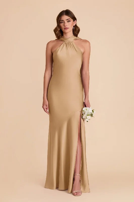 Eileen Matte Satin Dress - Yellow Gold