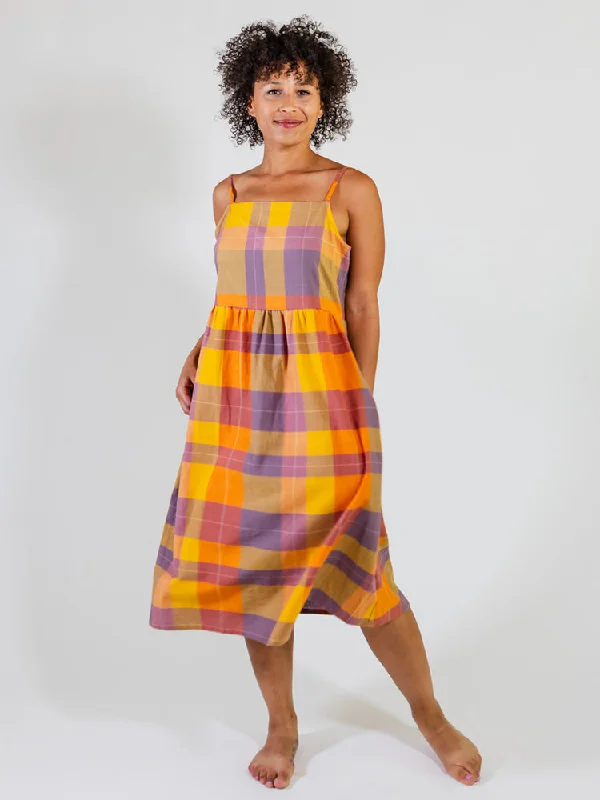 Ivy Midi Dress - Sunset Plaid