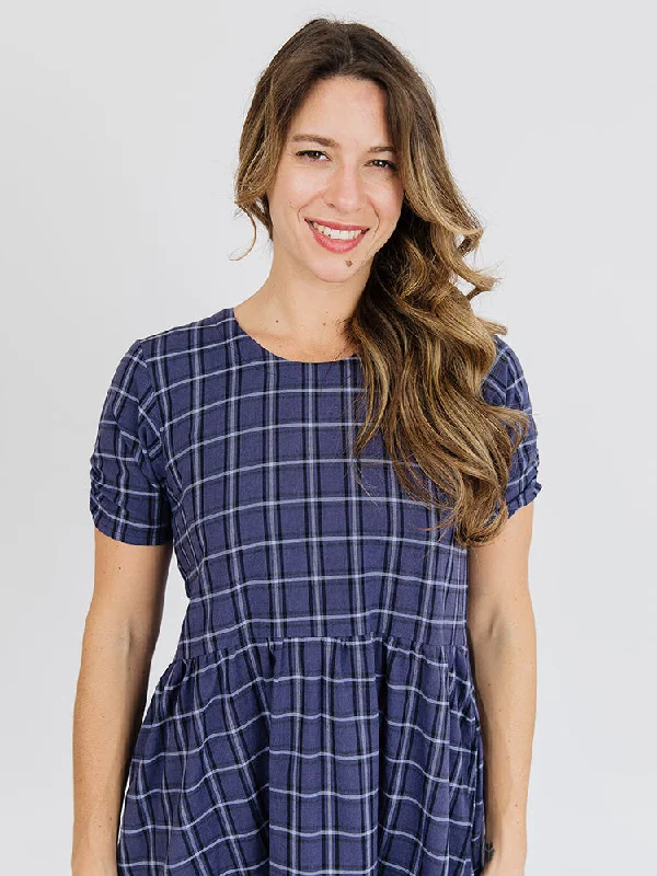 Kavita Dress - Indigo Plaid