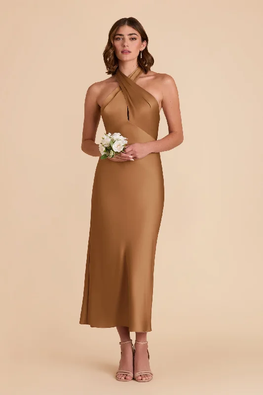 Monique Matte Satin Dress - Copper