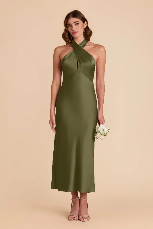 Monique Matte Satin Dress - Martini