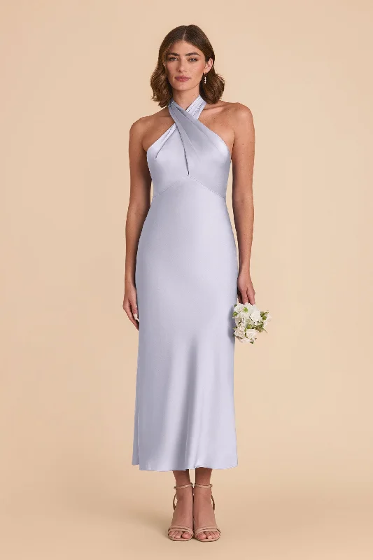 Monique Matte Satin Dress - Periwinkle Blue