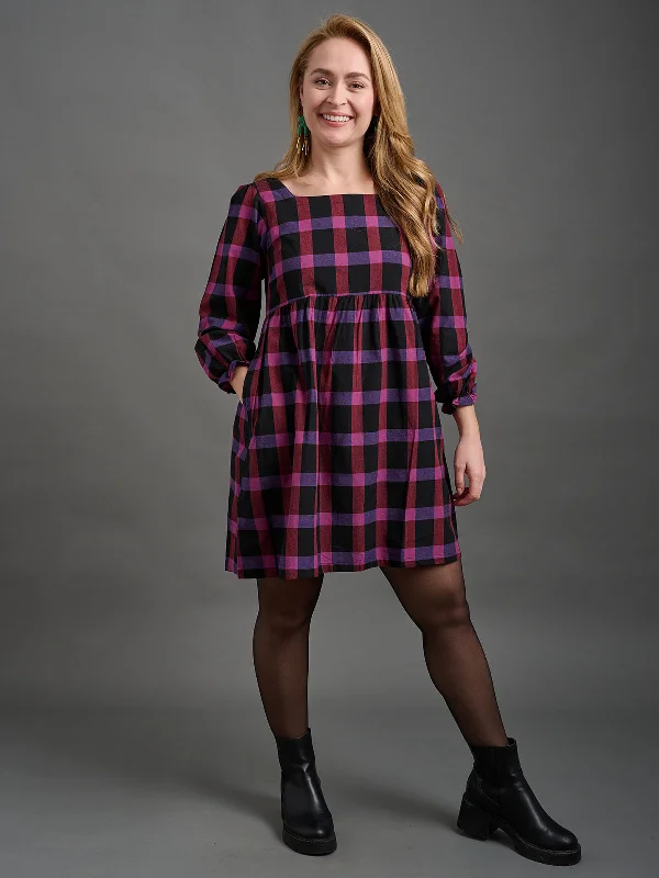 Nico Mini Dress - Ultra Violet Plaid