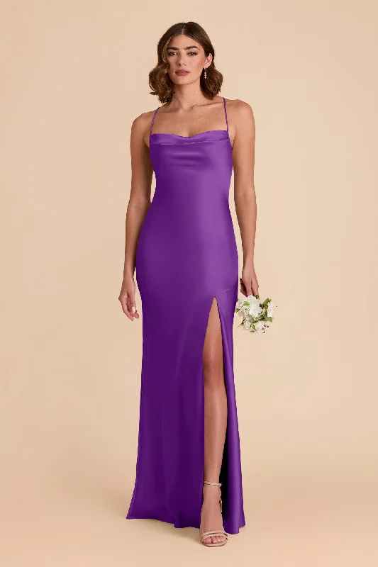 Olivia Matte Satin Dress - Amethyst