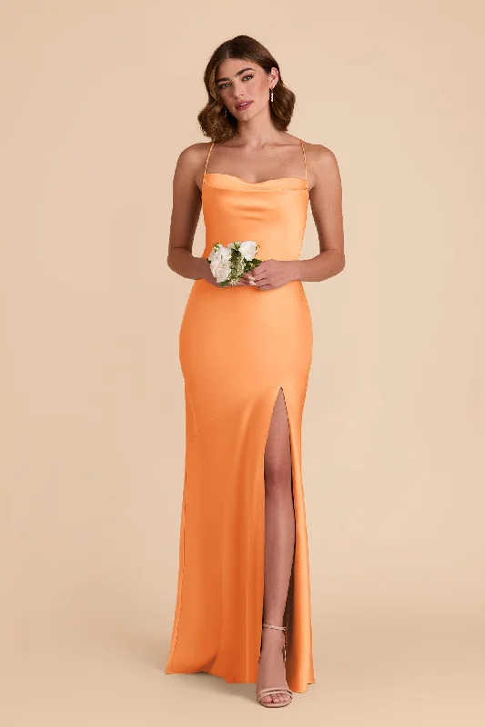 Olivia Matte Satin Dress - Apricot