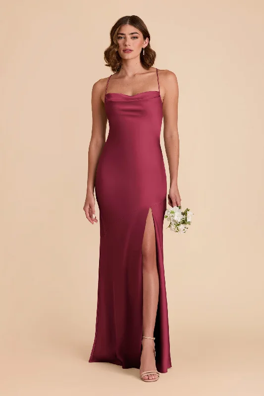 Olivia Matte Satin Dress - Berry