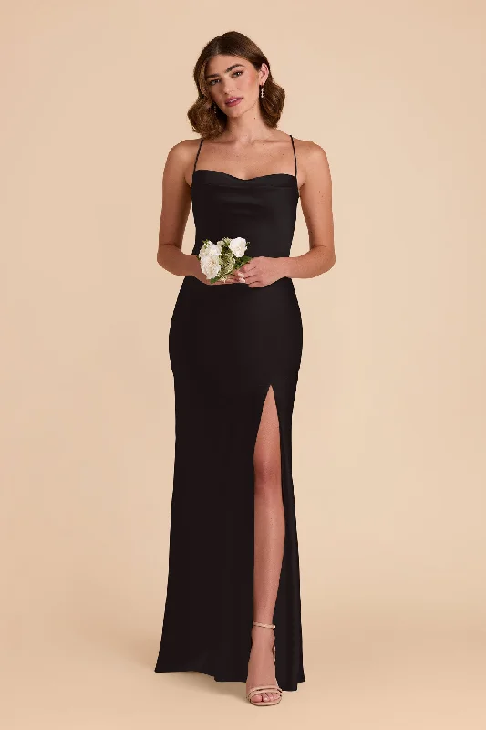 Olivia Matte Satin Dress - Black