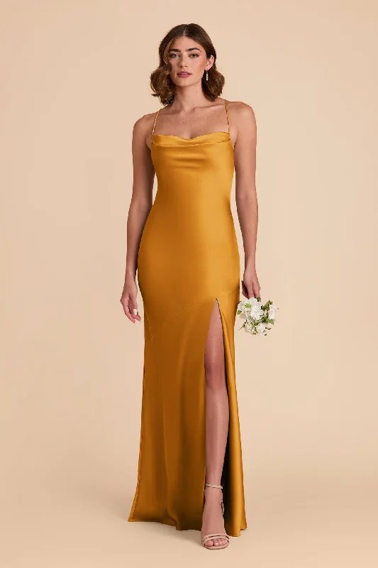 Olivia Matte Satin Dress - Butterscotch