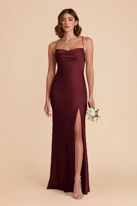 Olivia Matte Satin Dress - Cabernet