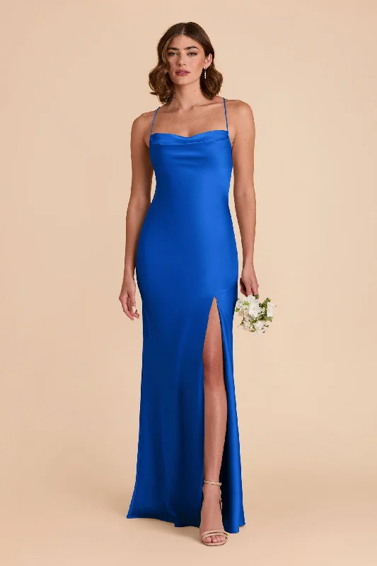 Olivia Matte Satin Dress - Cobalt Blue