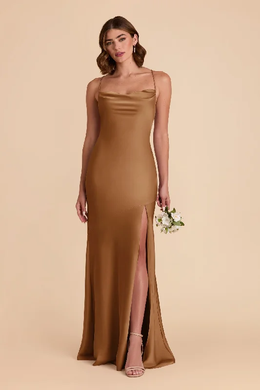 Olivia Matte Satin Dress - Copper