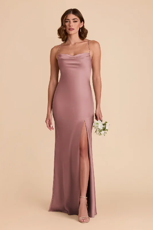 Olivia Matte Satin Dress - Dark Mauve