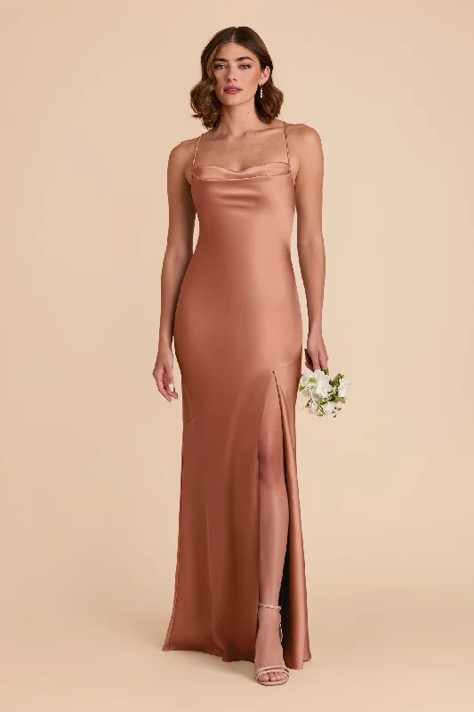 Olivia Matte Satin Dress - Desert Rose