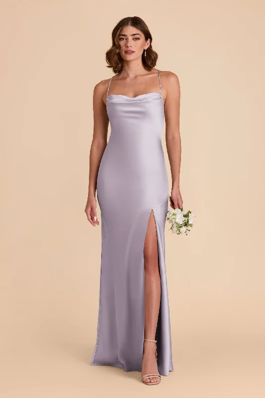 Olivia Matte Satin Dress - Dusty Lilac