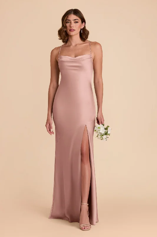 Olivia Matte Satin Dress - English Rose