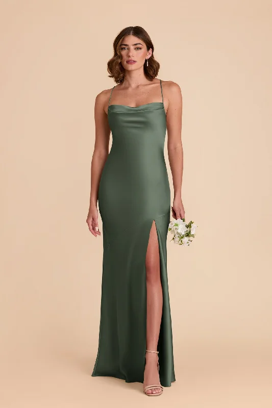 Olivia Matte Satin Dress - Eucalyptus