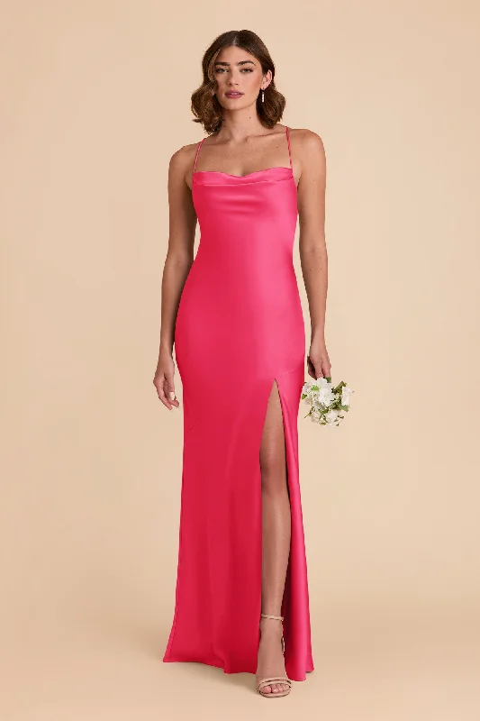 Olivia Matte Satin Dress - Fuchsia