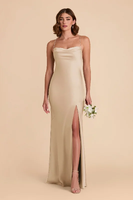 Olivia Matte Satin Dress - Gold