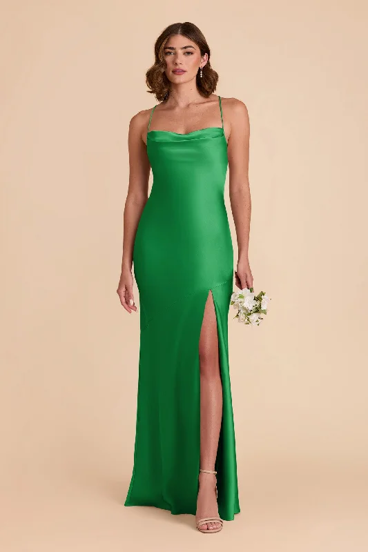 Olivia Matte Satin Dress - Kelly Green