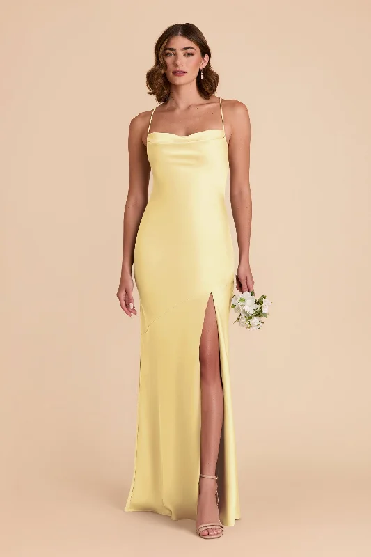 Olivia Matte Satin Dress - Lemon Sorbet