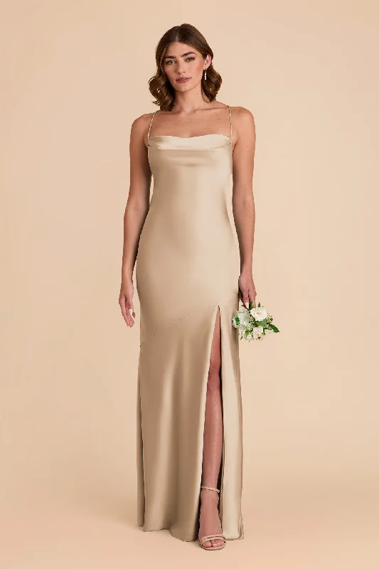 Olivia Matte Satin Dress - Neutral Champagne